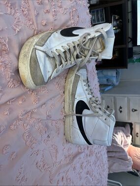 Nike White and Black High-Top Sneakers